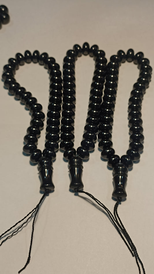 10mm Rondelle Jet stone Tesbih beads, Oltu tesbih