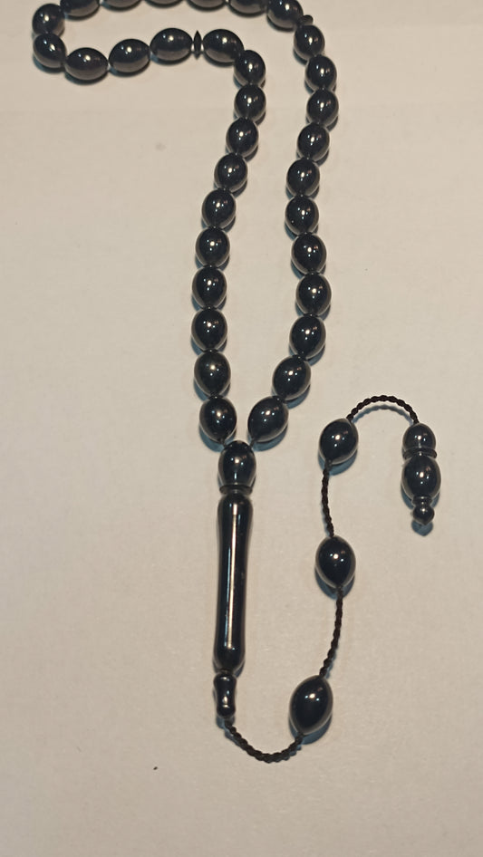 10mm Oval Jet stone Tesbih beads, Oltu tesbih