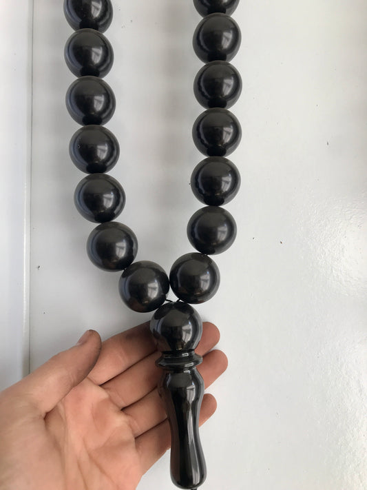30mm Round Original Jet stone Tesbih beads, Oltu tesbih